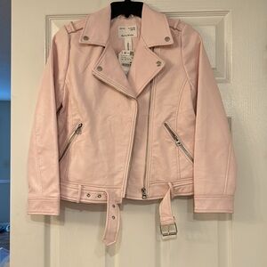 NWT ZARA Baby Pink Girls Biker Motorcycle Jacket Size 11-12 Girls